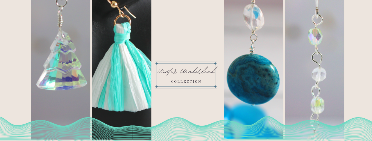 Close up images of handmade earrings with beads